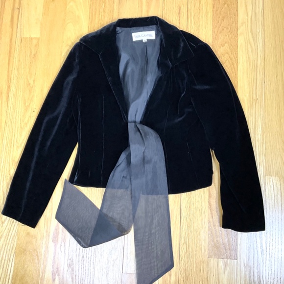 Sara Campbell Velvet Jacket Black Bow Front (8) - Picture 4 of 7